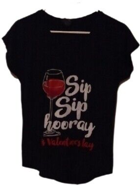 -- Anvil Women's Black Vneck Graphic Tee Size Medium